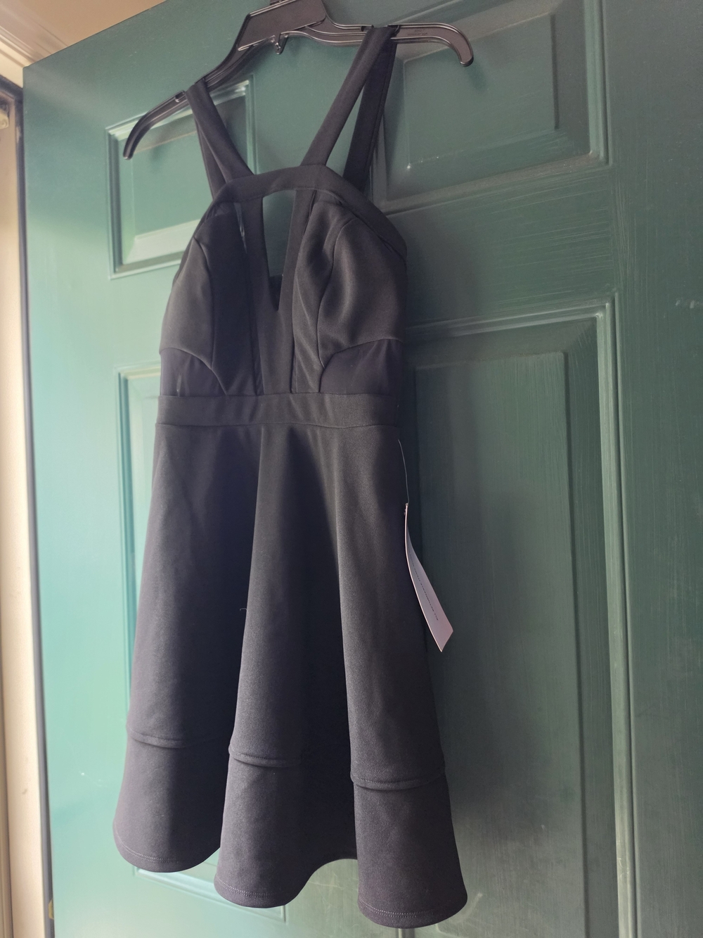 Girls Black Strappy Fit-and-Flare One-Piece Dress